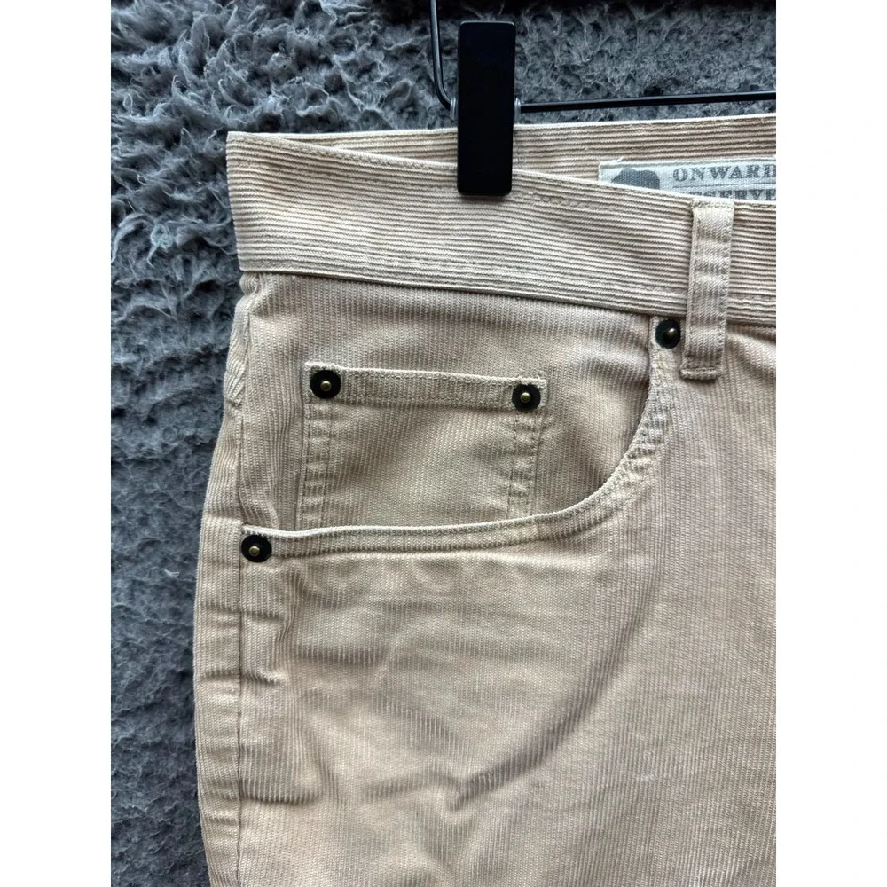 Onward Reserve Corduroy Five Pocket Straight Leg Pants Tan Mens Size 30 x 30